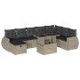 9-teiliges Gartenmöbel-Set und Kissen synthetisches Rattan hellgrau von , Gartensets - Ref: Foro24-3275192, Preis: 667,34 €, ...