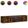 Eiche geräuchert wandmontierter TV-Ständer mit LED-Licht 180x31x39,5 cm von , TV-Möbel - Ref: Foro24-3307958, Preis: 131,41 €...