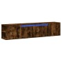 Eiche geräuchert wandmontierter TV-Ständer mit LED-Licht 180x31x39,5 cm von , TV-Möbel - Ref: Foro24-3307958, Preis: 133,46 €...