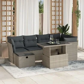 Set de sofás de jardín 7 pzas con cojines ratán PE gris claro by , Garden sets - Ref: Foro24-3274662, Price: 530,40 €, Discou...