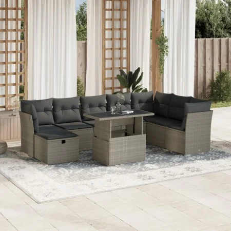 Gartenmöbel-Set 9-teilig mit Kissen aus hellem grauem Kunst-Rattan. von , Gartensets - Ref: Foro24-3274712, Preis: 665,39 €, ...