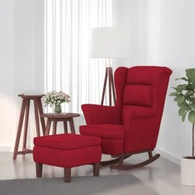Rocking chair with wooden legs and wine red velvet stool by , Rocking chairs - Ref: Foro24-3121235, Price: 317,76 €, Discount: %