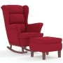 Rocking chair with wooden legs and wine red velvet stool by , Rocking chairs - Ref: Foro24-3121235, Price: 316,89 €, Discount: %