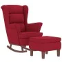 Rocking chair with wooden legs and wine red velvet stool by , Rocking chairs - Ref: Foro24-3121235, Price: 316,89 €, Discount: %