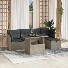 Garden sofa set 6 pcs. and cushions synthetic rattan gray by , Garden sets - Ref: Foro24-3274642, Price: 439,71 €, Discount: %