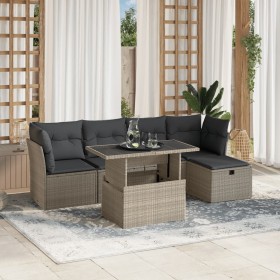 Gartensofa 6-teilig und Kissen synthetisches Rattan grau von , Gartensets - Ref: Foro24-3274642, Preis: 422,35 €, Rabatt: %