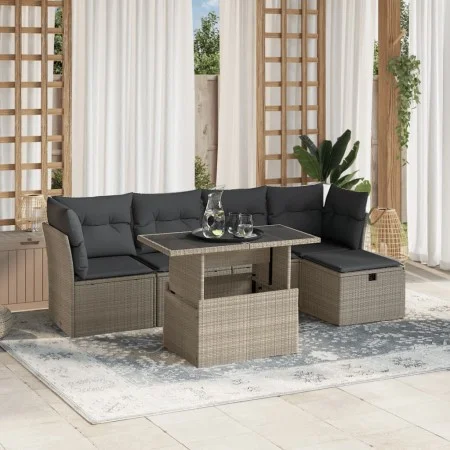 Garden sofa set 6 pcs. and cushions synthetic rattan gray by , Garden sets - Ref: Foro24-3274642, Price: 439,71 €, Discount: %