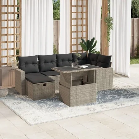 Garden sofa set 7 pcs with cushions light grey PE rattan by , Garden sets - Ref: Foro24-3274822, Price: 522,33 €, Discount: %