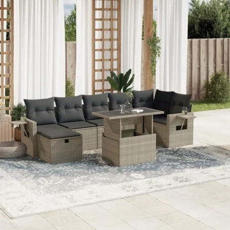 Garden sofa set 8 pcs. and cushions synthetic rattan gray by , Garden sets - Ref: Foro24-3274992, Price: 595,93 €, Discount: %