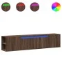 Mueble de TV de pared con luz LED marrón roble 180x31x39,5 cm de , Muebles TV - Ref: Foro24-3307960, Precio: 157,09 €, Descue...