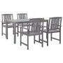 Garden dining set 5 pieces solid acacia gray wood by , Garden sets - Ref: Foro24-45940, Price: 429,90 €, Discount: %