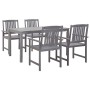 Set de comedor de jardín 5 piezas madera maciza de acacia gris de , Conjuntos de jardín - Ref: Foro24-45940, Precio: 415,53 €