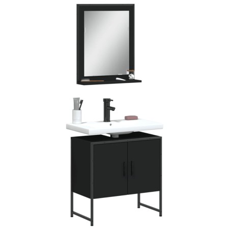 Badmöbel Set 2 Stück schwarzes Holzwerkstoff von , Badezimmermöbel - Ref: Foro24-3214334, Preis: 84,95 €, Rabatt: %