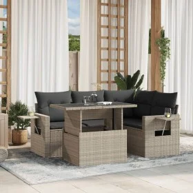 Gartensofa und Kissen Set 5tlg. hellgrau synthetisches Rattan von , Gartensets - Ref: Foro24-3267882, Preis: 418,58 €, Rabatt: %