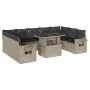 Gartensofa-Set 10-teilig mit Kissen hellgrau synthetisches Rattan von , Gartensets - Ref: Foro24-3268112, Preis: 739,92 €, Ra...