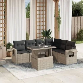 Garden sofa set 7 pcs with cushions light grey PE rattan by , Garden sets - Ref: Foro24-3267932, Price: 541,89 €, Discount: %