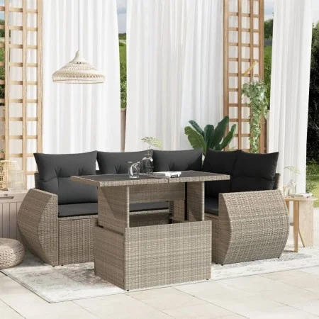 Set of garden sofas and cushions 5 pcs light gray synthetic rattan by , Garden sets - Ref: Foro24-3268512, Price: 437,66 €, D...