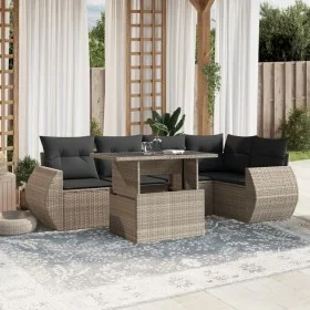 Gartensofa-Set 7-teilig mit Kissen hellgrau PE Rattan von , Gartensets - Ref: Foro24-3268552, Preis: 561,34 €, Rabatt: %