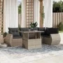 Set de sofás de jardín 7 pzas con cojines ratán PE gris claro de , Conjuntos de jardín - Ref: Foro24-3268552, Precio: 561,34 ...
