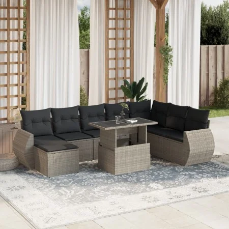 Set garden furniture 9 pcs. and cushions light gray synthetic rattan by , Garden sets - Ref: Foro24-3268732, Price: 675,54 €,...