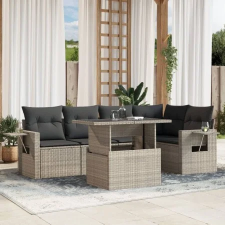 Garden sofa set 6 pcs. and cushions synthetic rattan gray by , Garden sets - Ref: Foro24-3267892, Price: 475,52 €, Discount: %
