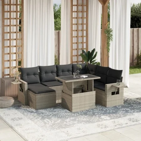 Garden sofa set 8 pcs. and cushions synthetic rattan gray by , Garden sets - Ref: Foro24-3268072, Price: 589,75 €, Discount: %