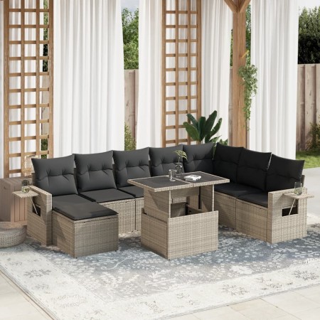 Set garden furniture 9 pcs. and cushions light gray synthetic rattan by , Garden sets - Ref: Foro24-3268102, Price: 643,47 €,...