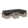 Set muebles jardín 9 pzas y cojines ratán sintético gris claro de , Conjuntos de jardín - Ref: Foro24-3268102, Precio: 655,51...