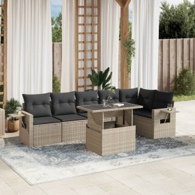 Garden sofa set 7 pcs with cushions light grey PE rattan by , Garden sets - Ref: Foro24-3267922, Price: 541,28 €, Discount: %