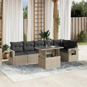 Garden sofa set 7 pcs with cushions light grey PE rattan by , Garden sets - Ref: Foro24-3267922, Price: 541,91 €, Discount: %