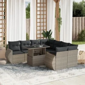 Garden furniture set 9 pieces and light gray synthetic rattan cushions by , Garden sets - Ref: Foro24-3268432, Price: 693,74 ...