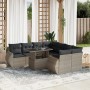Garden furniture set 9 pieces and light gray synthetic rattan cushions by , Garden sets - Ref: Foro24-3268432, Price: 692,59 ...