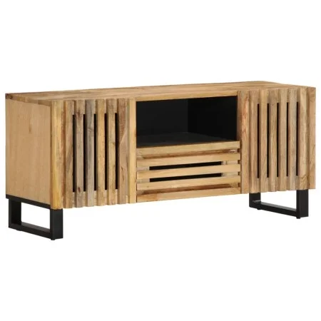Solid rough mango wood TV stand 100x34x46 cm by , CD and DVD storage - Ref: Foro24-377504, Price: 83,66 €, Discount: %