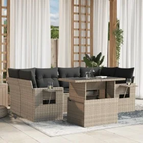 Set de sofás de jardín 7 pzas con cojines ratán PE gris claro by , Garden sets - Ref: Foro24-3267762, Price: 552,51 €, Discou...
