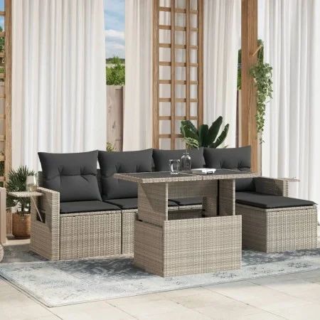 Set de sofás de jardín 6 pzas y cojines ratán sintético gris de , Conjuntos de jardín - Ref: Foro24-3267872, Precio: 438,83 €...