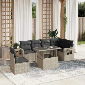 Set de sofás de jardín 7 pzas con cojines ratán PE gris claro by , Garden sets - Ref: Foro24-3267942, Price: 541,89 €, Discou...