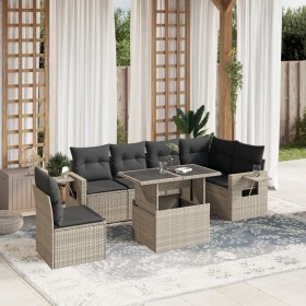 Set de sofás de jardín 7 pzas con cojines ratán PE gris claro by , Garden sets - Ref: Foro24-3267942, Price: 541,28 €, Discou...