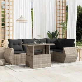 Gartensofagarnitur 6-teilig mit grauen Polstern aus synthetischem Rattan von , Gartensets - Ref: Foro24-3268522, Preis: 494,0...