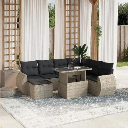 Gartensofagarnitur 8-teilig mit grauen Polstern aus synthetischem Rattan von , Gartensets - Ref: Foro24-3268702, Preis: 609,1...