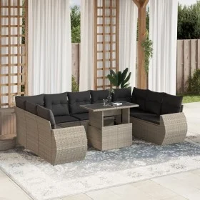 Set sofás jardín 10 pzas con cojines ratán sintético gris claro by , Garden sets - Ref: Foro24-3268742, Price: 816,81 €, Disc...