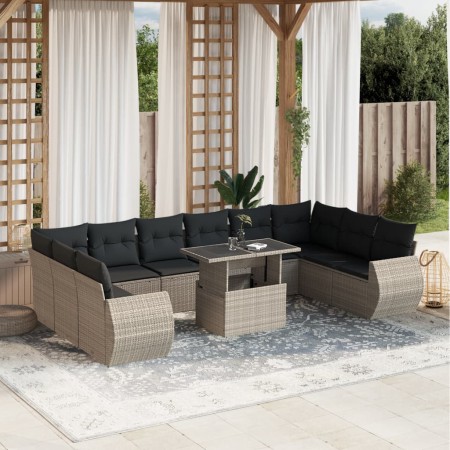 Set de sofás de jardín 11 pzas y cojines ratán sintético gris by , Garden sets - Ref: Foro24-3268782, Price: 882,28 €, Discou...