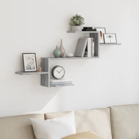 Estante de pared madera ingeniería gris Sonoma 104x15x49 cm by , Shelves and shelves - Ref: Foro24-853205, Price: 31,77 €, Di...
