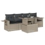 Gartensofa-Set und Kissen, 5-teilig, aus hellem grauem Kunststoff-Rattan. von , Gartensets - Ref: Foro24-3267732, Preis: 365,...
