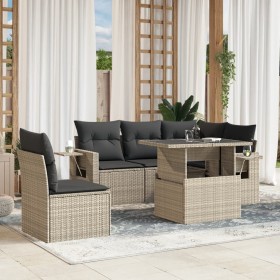 Gartensofagarnitur 6-teilig mit grauen Polstern aus synthetischem Rattan von , Gartensets - Ref: Foro24-3267912, Preis: 457,2...