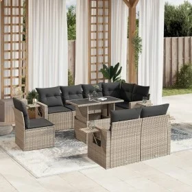 Set muebles jardín 9 pzas y cojines ratán sintético gris claro by , Garden sets - Ref: Foro24-3268042, Price: 690,34 €, Disco...