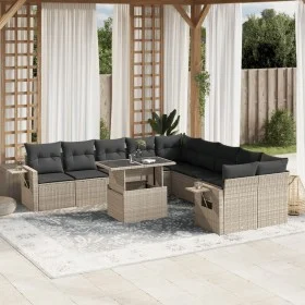 Set de sofás de jardín 11 pzas y cojines ratán sintético gris by , Garden sets - Ref: Foro24-3268172, Price: 794,03 €, Discou...