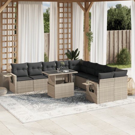 Gartensofa-Set 11-teilig mit grauen Kissen aus synthetischem Rattan von , Gartensets - Ref: Foro24-3268172, Preis: 808,07 €, ...