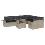 Set sofás jardín 10 pzas con cojines ratán sintético gris claro by , Garden sets - Ref: Foro24-3268132, Price: 726,29 €, Disc...