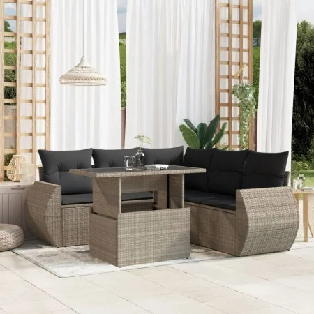 Set de sofás de jardín 6 pzas y cojines ratán sintético gris by , Garden sets - Ref: Foro24-3268532, Price: 494,24 €, Discoun...