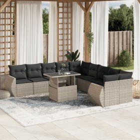 Set de sofás de jardín 11 pzas y cojines ratán sintético gris von , Gartensets - Ref: Foro24-3268802, Preis: 882,28 €, Rabatt: %
